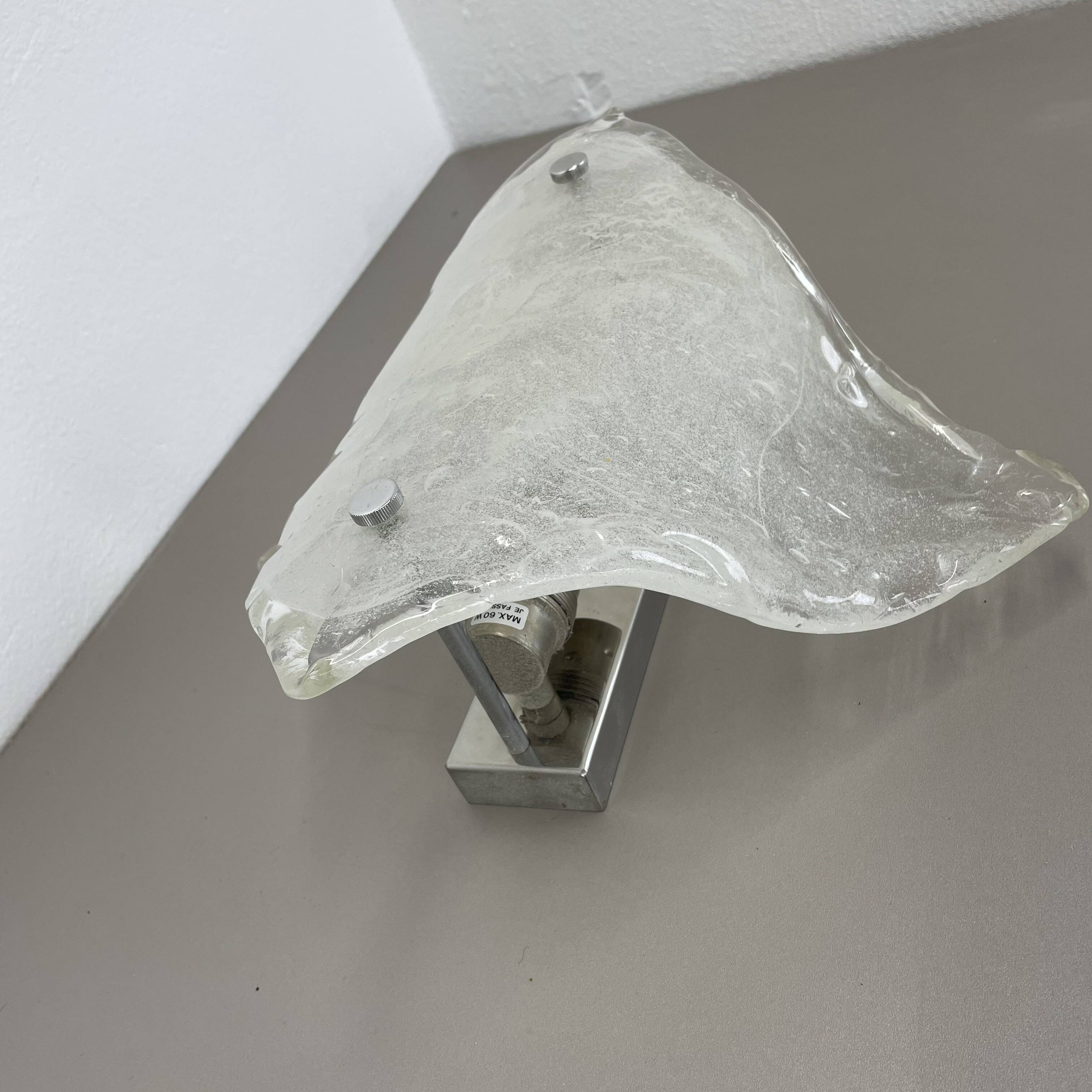 Large Organic Hollywood Regency Ice Glass Wall Light by Kalmar Lights, 1970