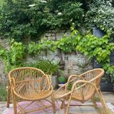 Pair of rattan armchairs