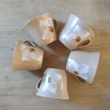 Set of 5 vintage stoneware coffee cups