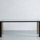 Table à manger vintage de style Saporiti avec plateau en cristal et cadre noir, Italie, années 1970.