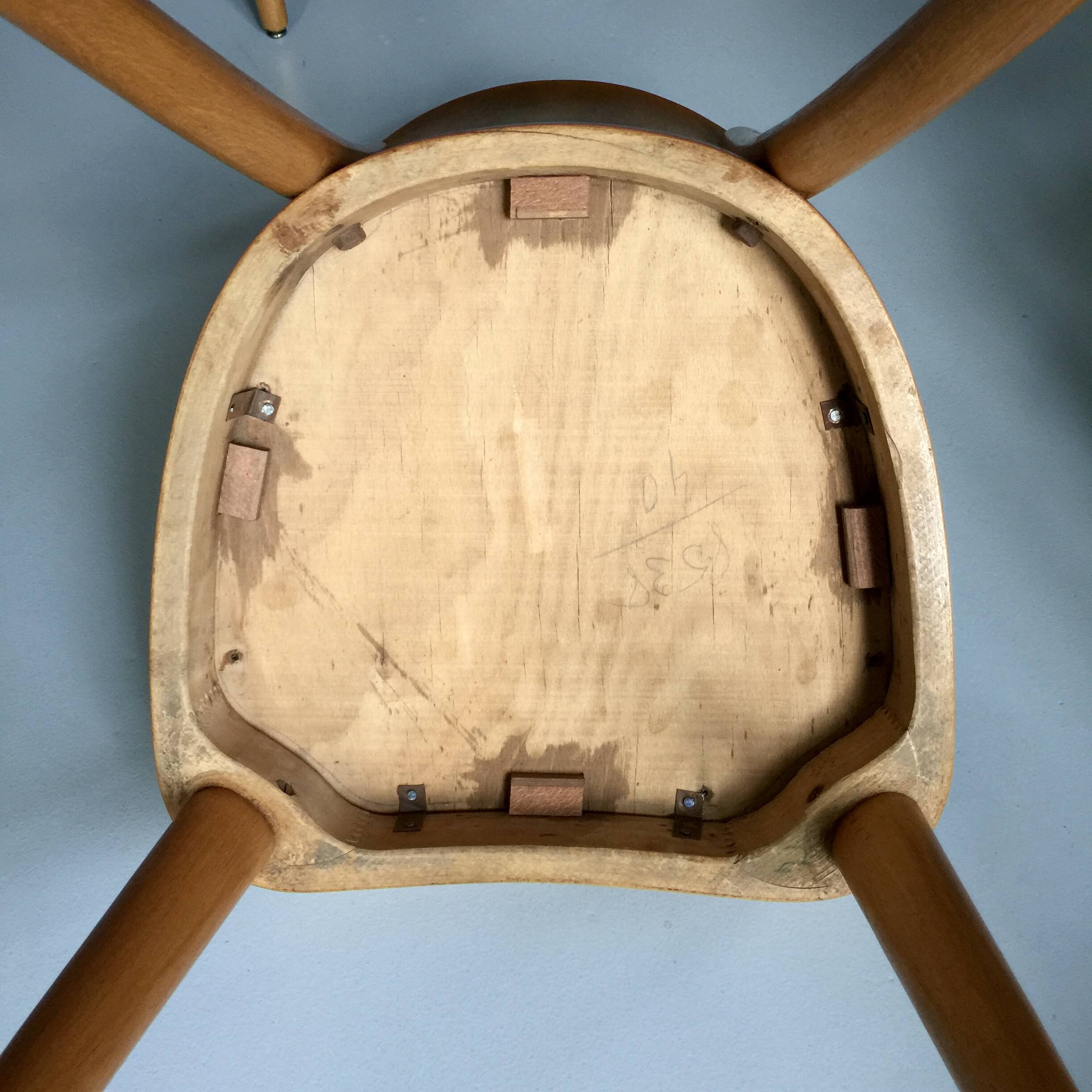 6 yellow and wood Thonet chairs