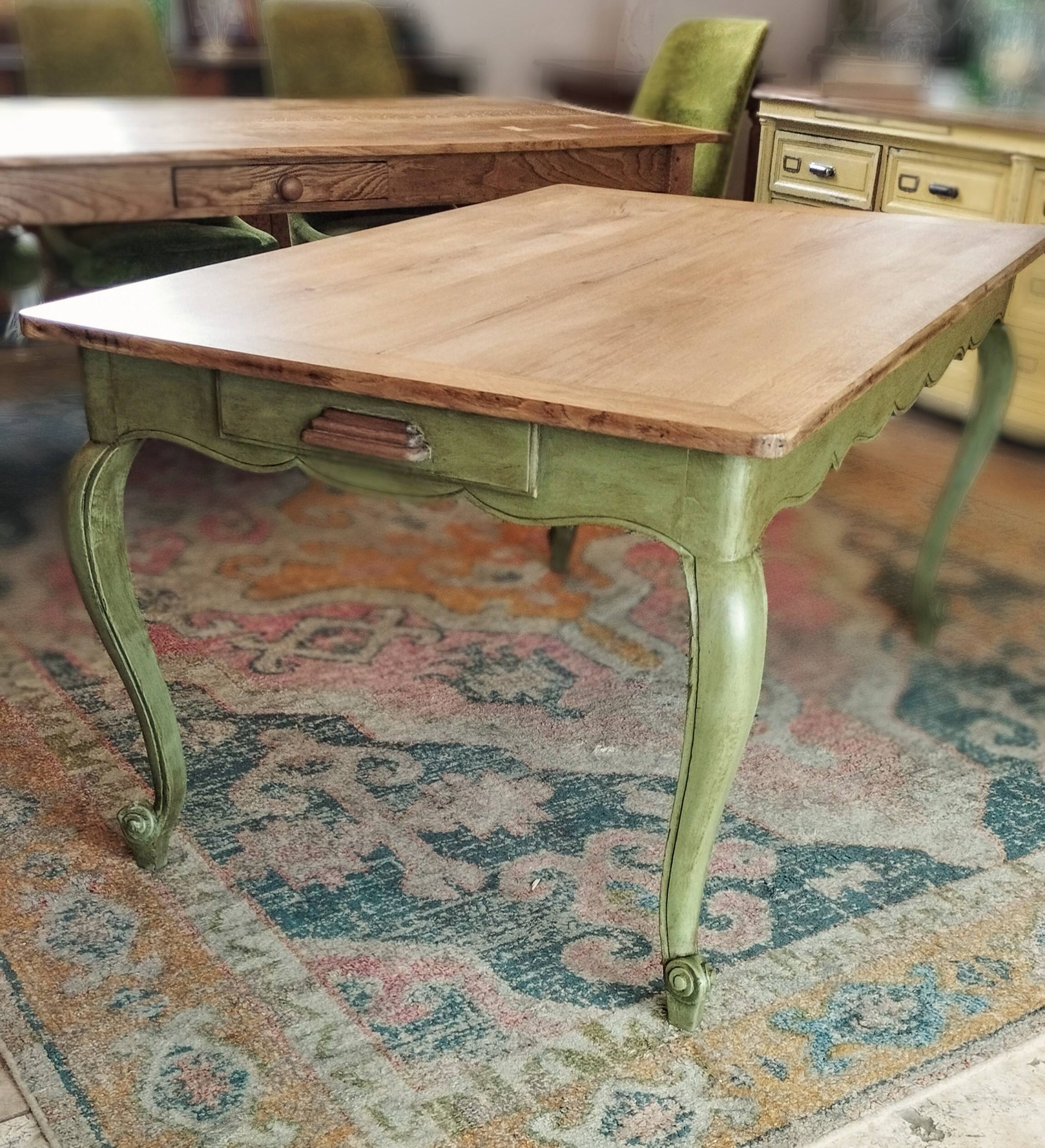 Olive green patinated table