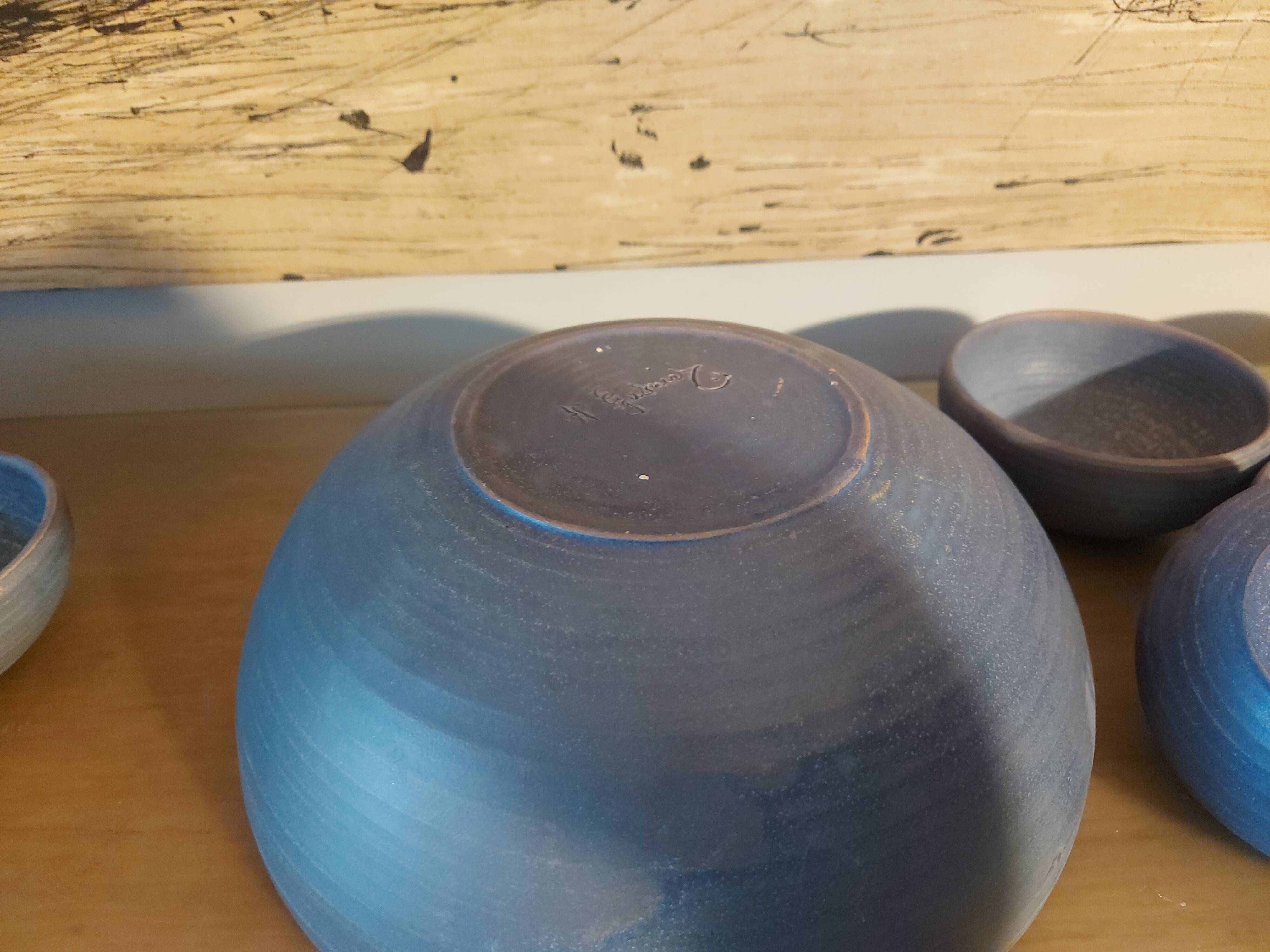 Set of 9 ceramics 60, 70'S, Jean Pierre Gasnier, Salad bowl and cups