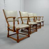 Set of 4 Dutch Design Oakwood Arm Chairs by Theo Ruth for Artifort, 1950s