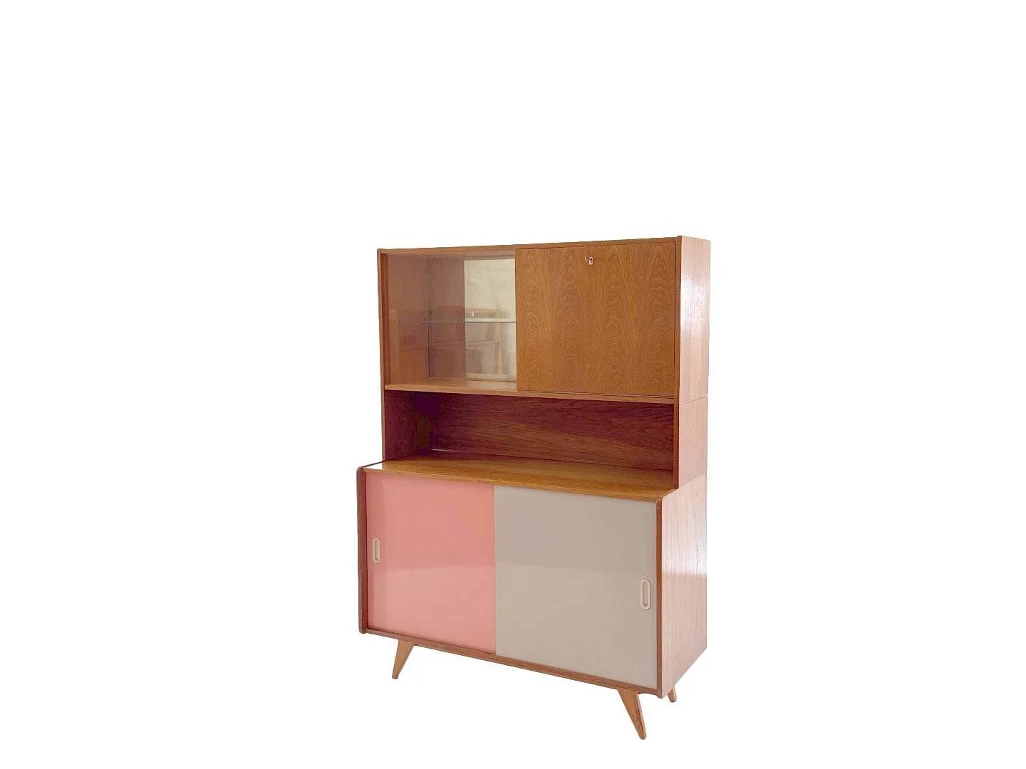 Vintage U-452 cabinet with display case and bar - Jiri Jiroutek
