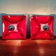 Pair of Space Age wall sconces in red ceramic, 1970.