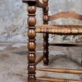 Pair of turned wooden spool armchairs, mid-20th century, France