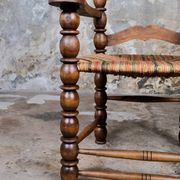 Pair of turned wooden spool armchairs, mid-20th century, France
