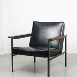 Vintage black bauhaus lounge armchair, 70s