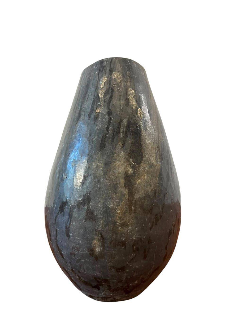 Vintage stone vase with worked fossil