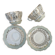 Duo of tea cups and saucers Limoges Lucien Michelaud - Green porcelain