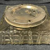 Plafonnier carré en verre vintage, motif soleil.