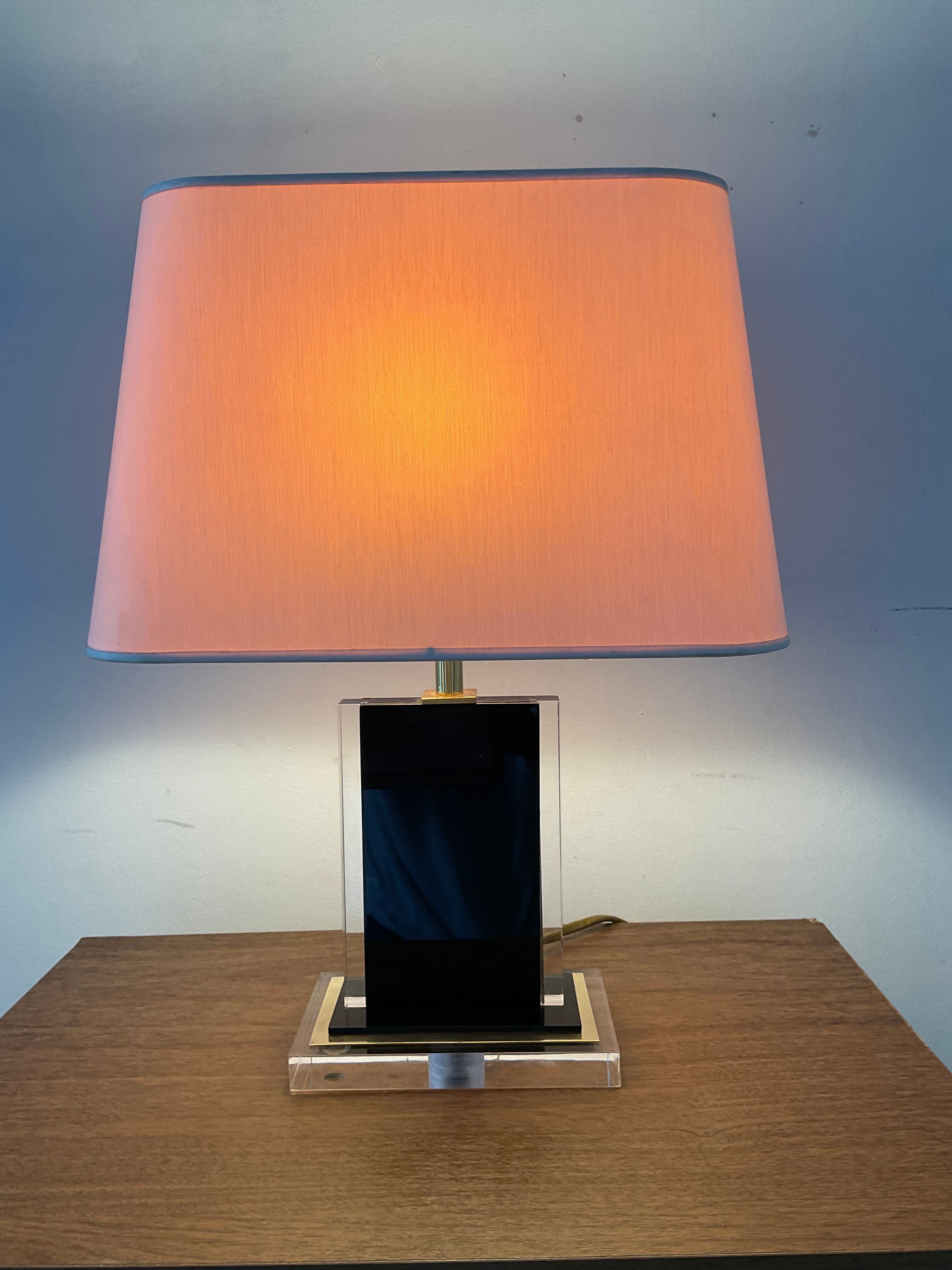Belgo Chrom lamp in brass and lucite 70s