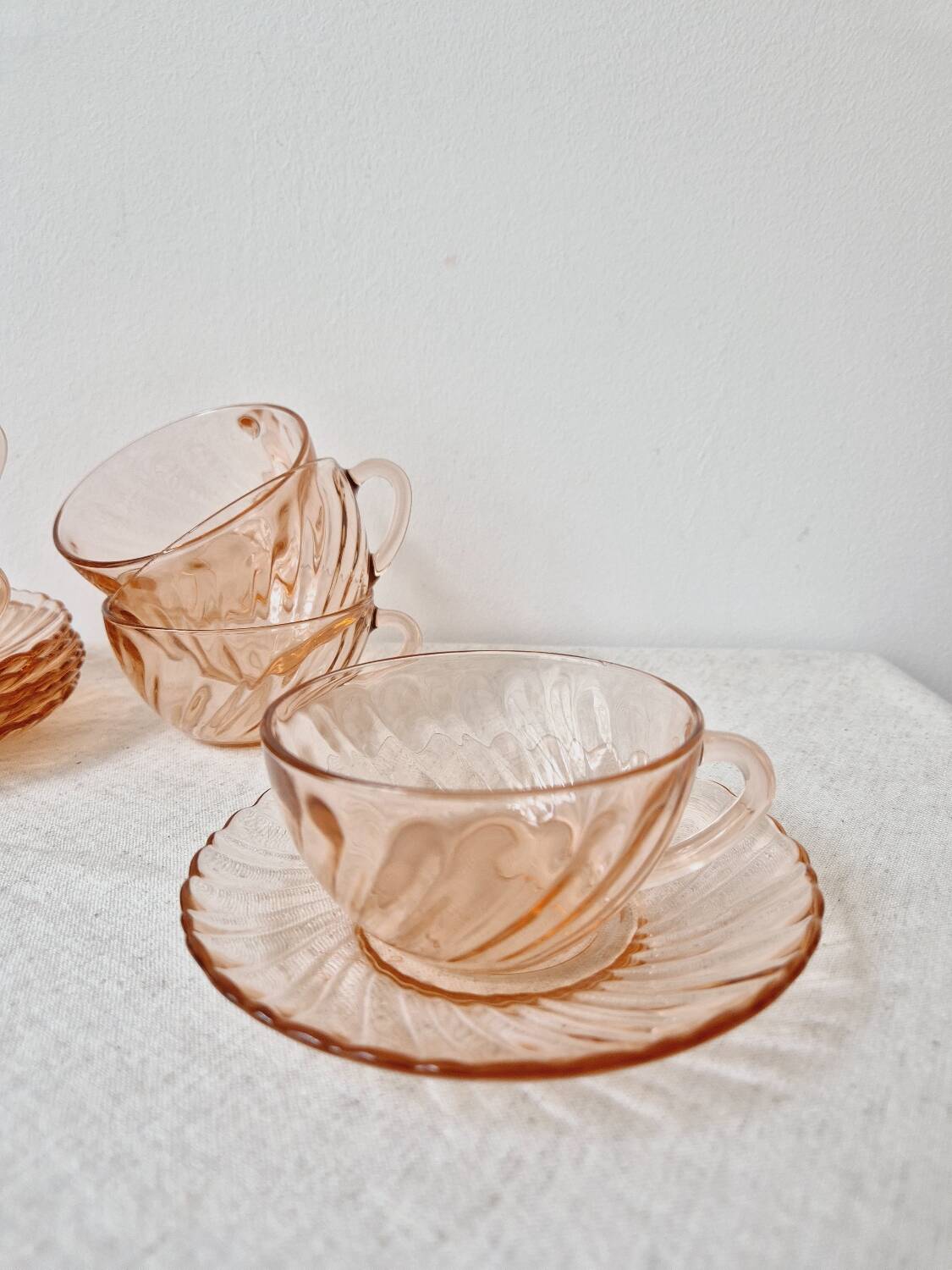 Set of 6 "Rosaline" coffee cups '70s - Arcoroc France vintage