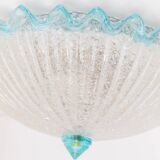 Lampe de plafond en verre de Murano bleu clair par Barovier e Toso - Hollywood Regency, éclairage du milieu du siècle en Italie (années 1960)