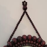 Miroir vintage bohème en perles de bois