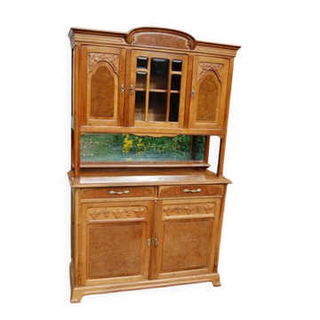 Buffet deux corps art nouveau en noyer des années 1900