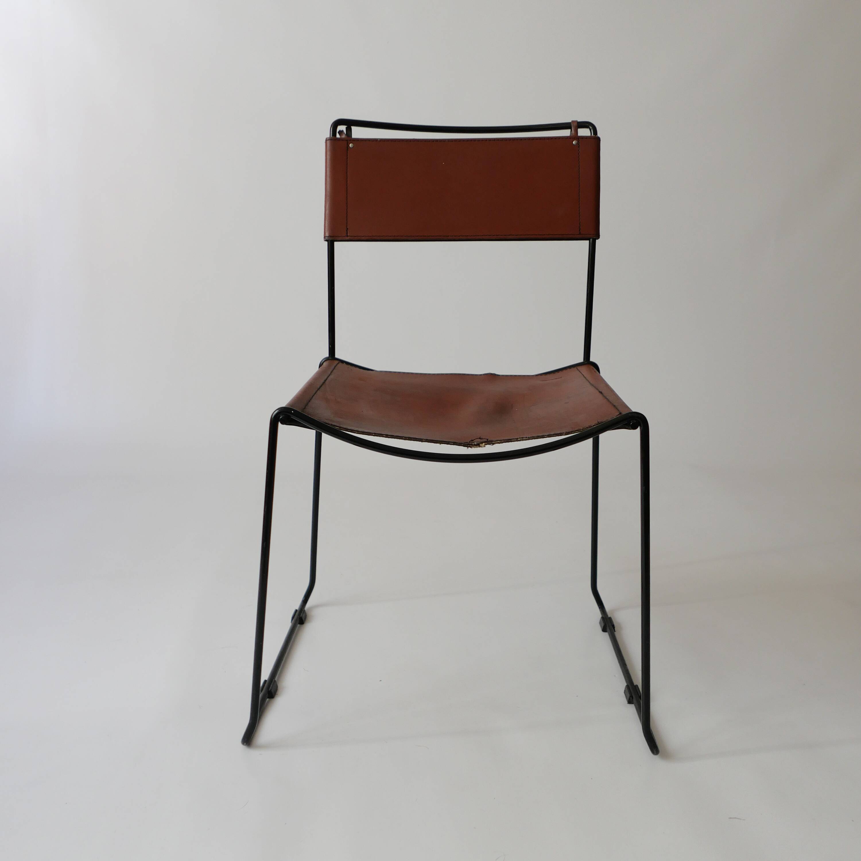 Stacking Chairs by Giandomenico Belotti for Alias, 1980s in leather