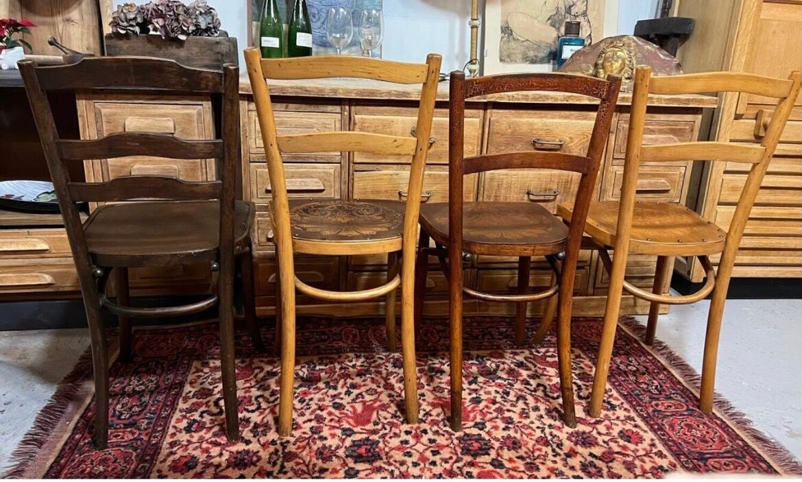 4 old bistro chairs