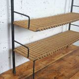 low metal and rattan shelf from the 50s