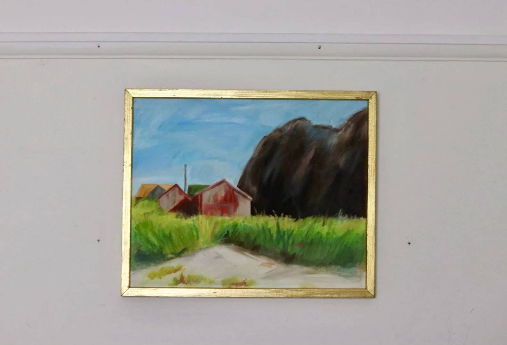 Original Swedish oil painting on canvas "Light in the Darkness"