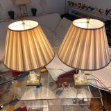 Paire de Lampes Chapman en Bronze et Cristal