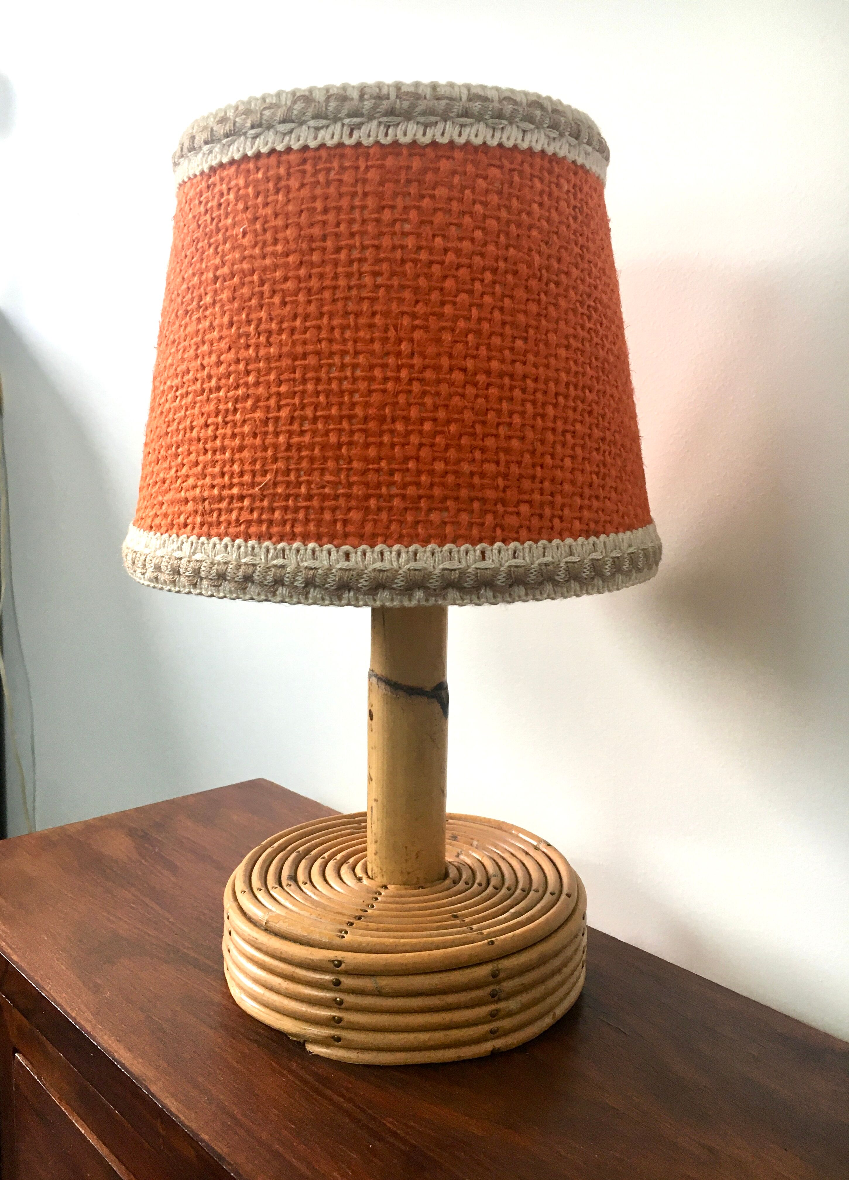 Vintage natural rattan lamp 60s