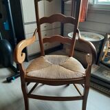 Armchair in wood and straw