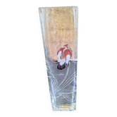 Small square glass soliflore vase - Floral iris decoration - H 19 cm