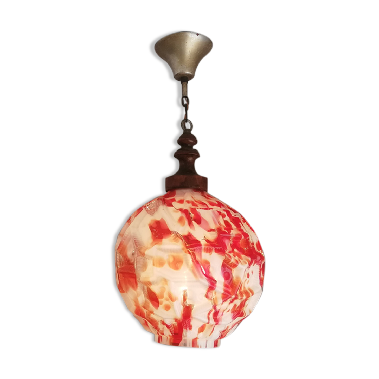 Suspension globe rouge Murano