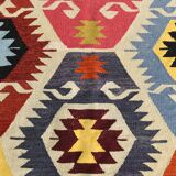 Turkish Geometric Tribal Vintage Kilim Rug, 254x348Cm