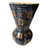 Large baluster vase in ceramic with vintage geometric patterns - pottery An