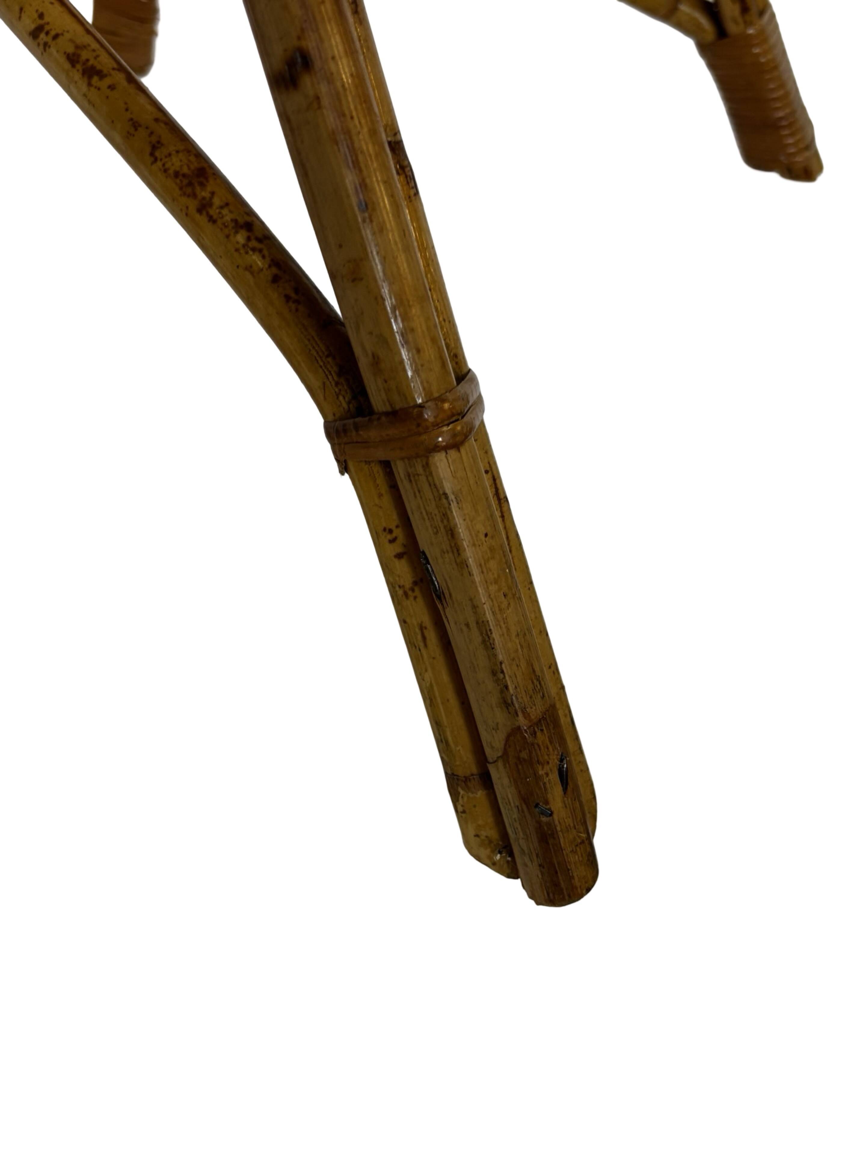 Ensemble vintage de 4 fauteuils club en rotin Rohe Noordwolde 1960