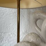 Porcelain lamp with pink flamingos from the 1980s.