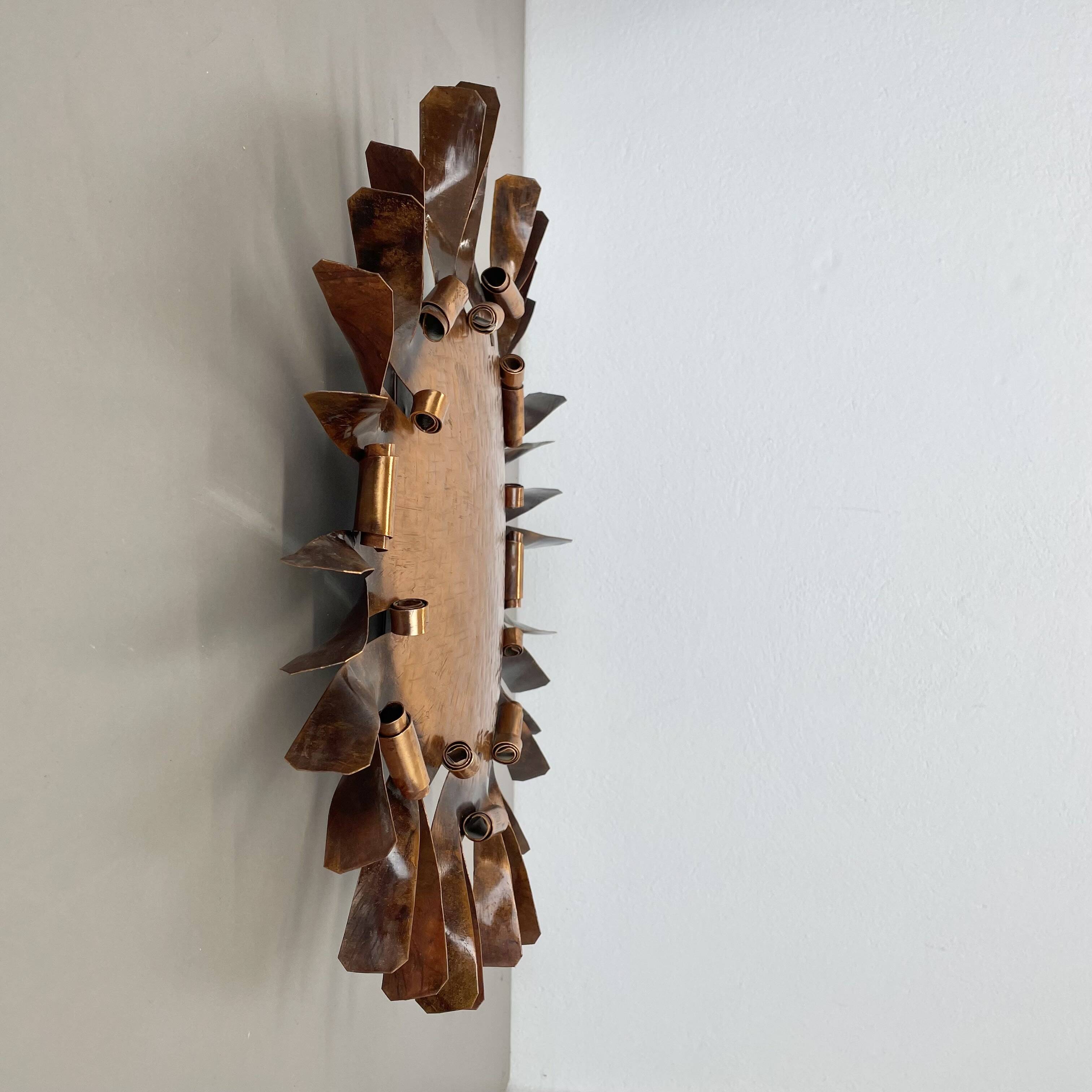 large 50cm solid copper Stilnovo Style Sunburst Theatre Wall Light , Italy