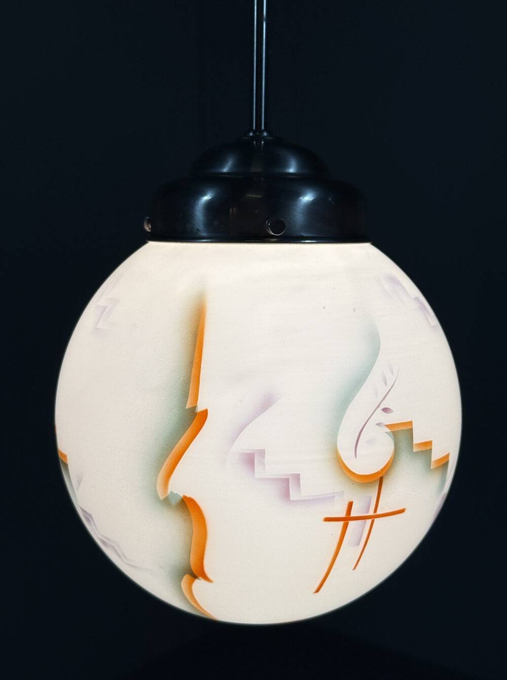 Suspension Art Déco en verre, années 1930