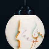 Suspension Art Déco en verre, années 1930