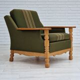 1970s, Danish design, lounge chair in green furniture wool, oak wood