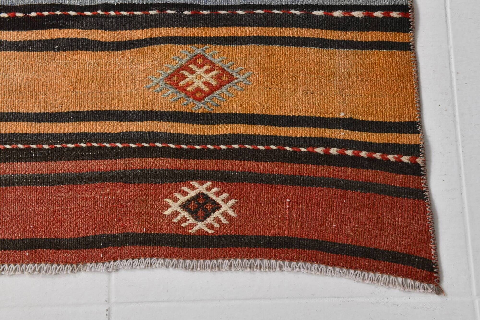 5x8 Kilim Striped Multicolor Kilim Rug,Oushak Handmade Area Rug,134x2145 Cm