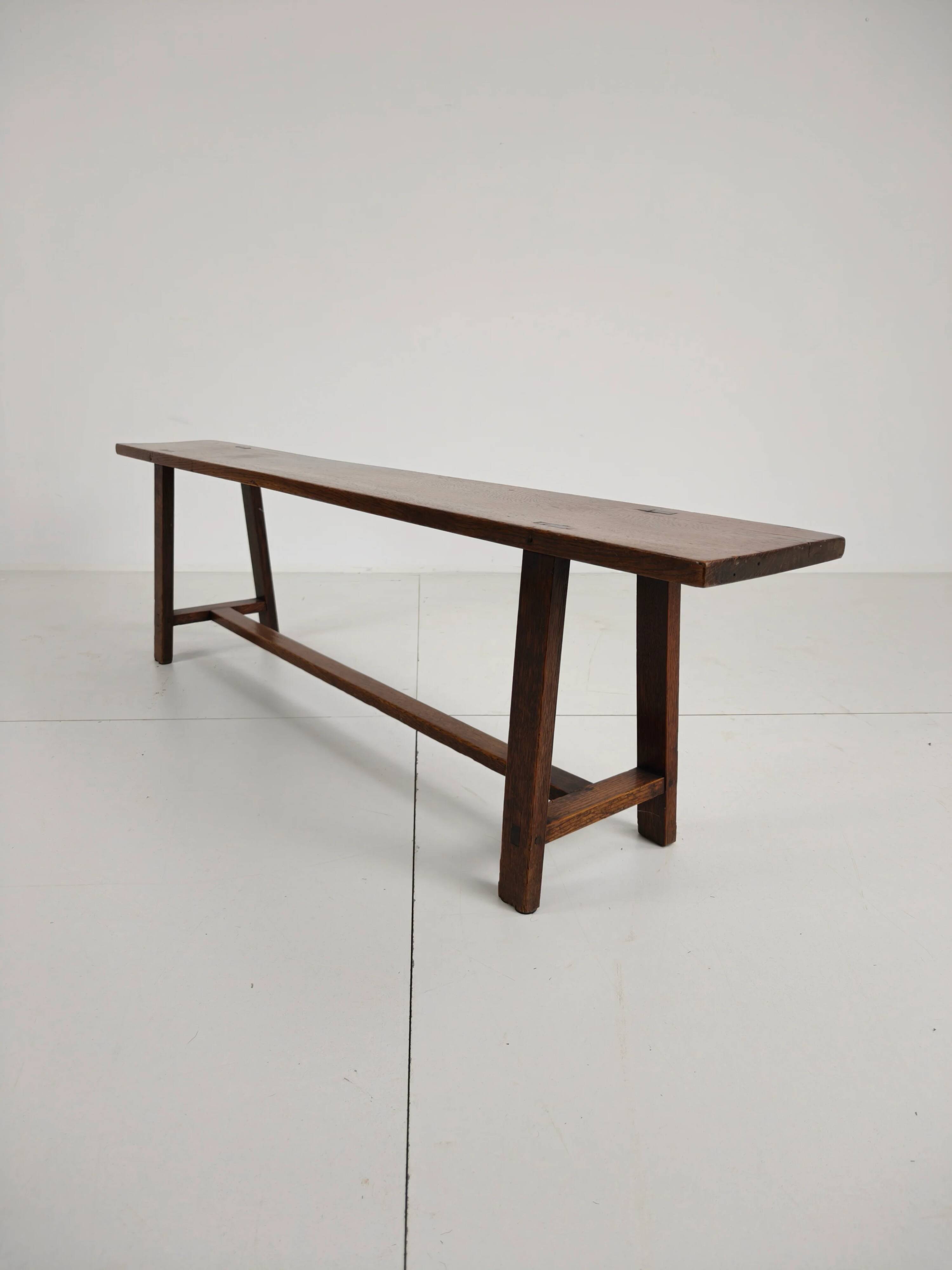 Pair of 19th century French rustic benches – solid oak