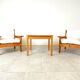 Vintage pine wood armchair set, 1980s