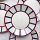 5 Small Vintage French Plates Terre de Fer HBCM Béarn blue and red stripes