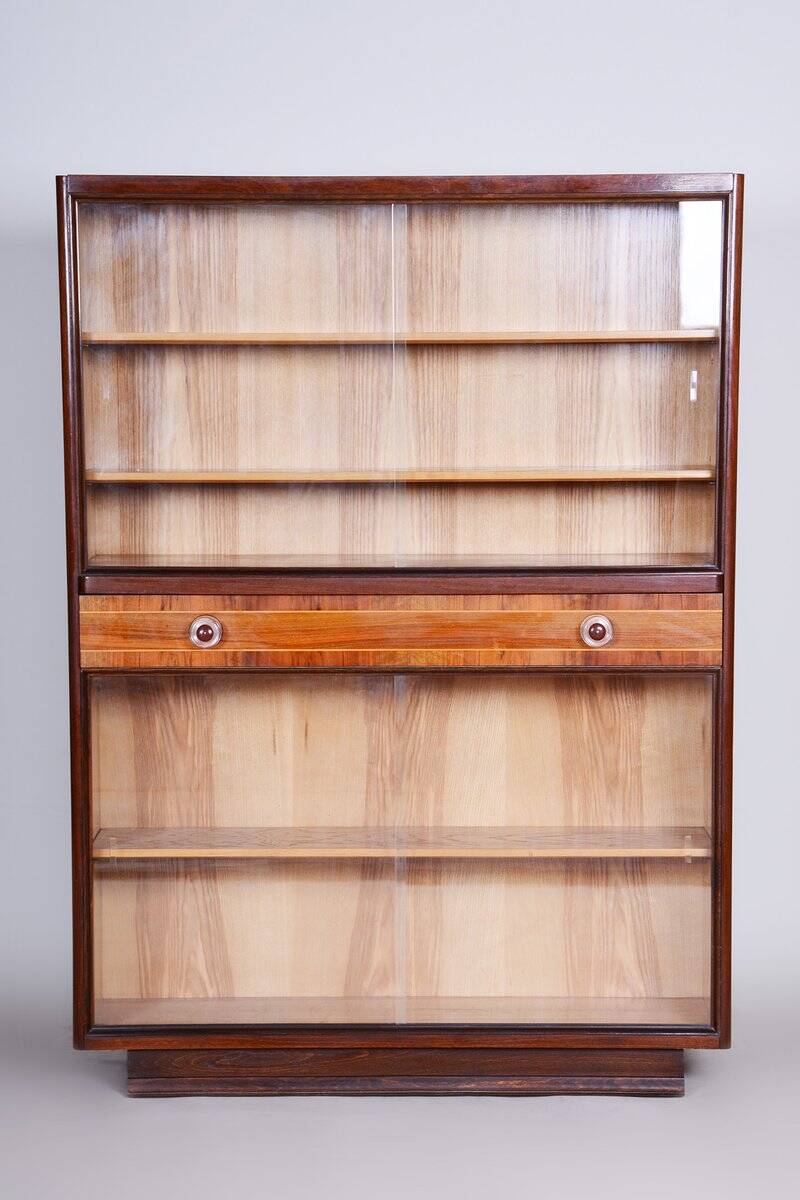 Art Deco Bookcase in Ash and Mahogany, Czech, 1940s