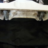 Old ceramic bathroom shelf with 2 chrome bronze faucets