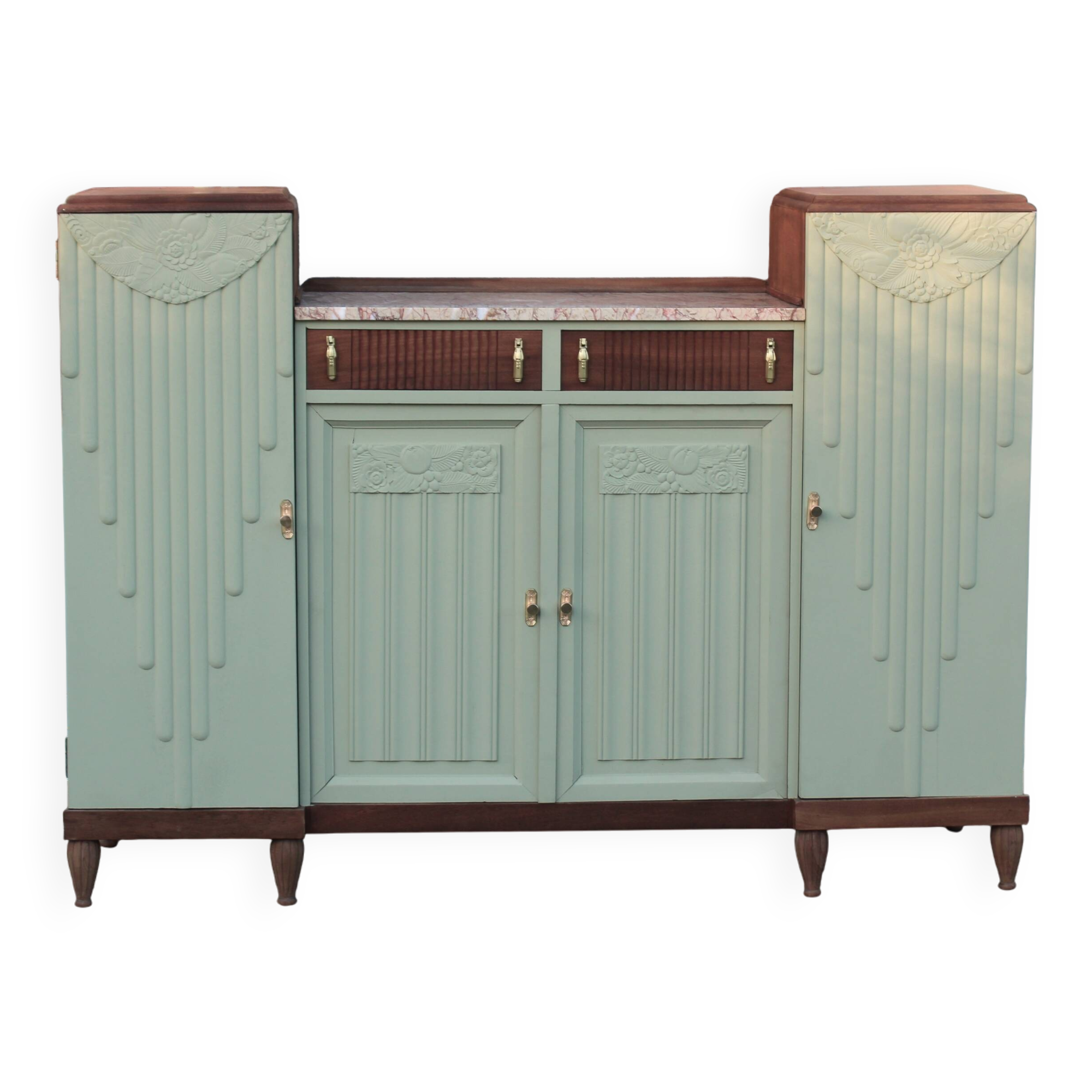 Renovated antique Art Deco sideboard – Lizard Green (Pure & Paint)