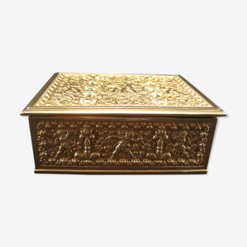Golden brass cigar box manufactured by Erhard & Söhne around 1920