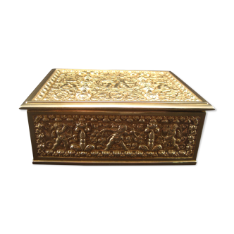 Golden brass cigar box manufactured by Erhard & Söhne around 1920
