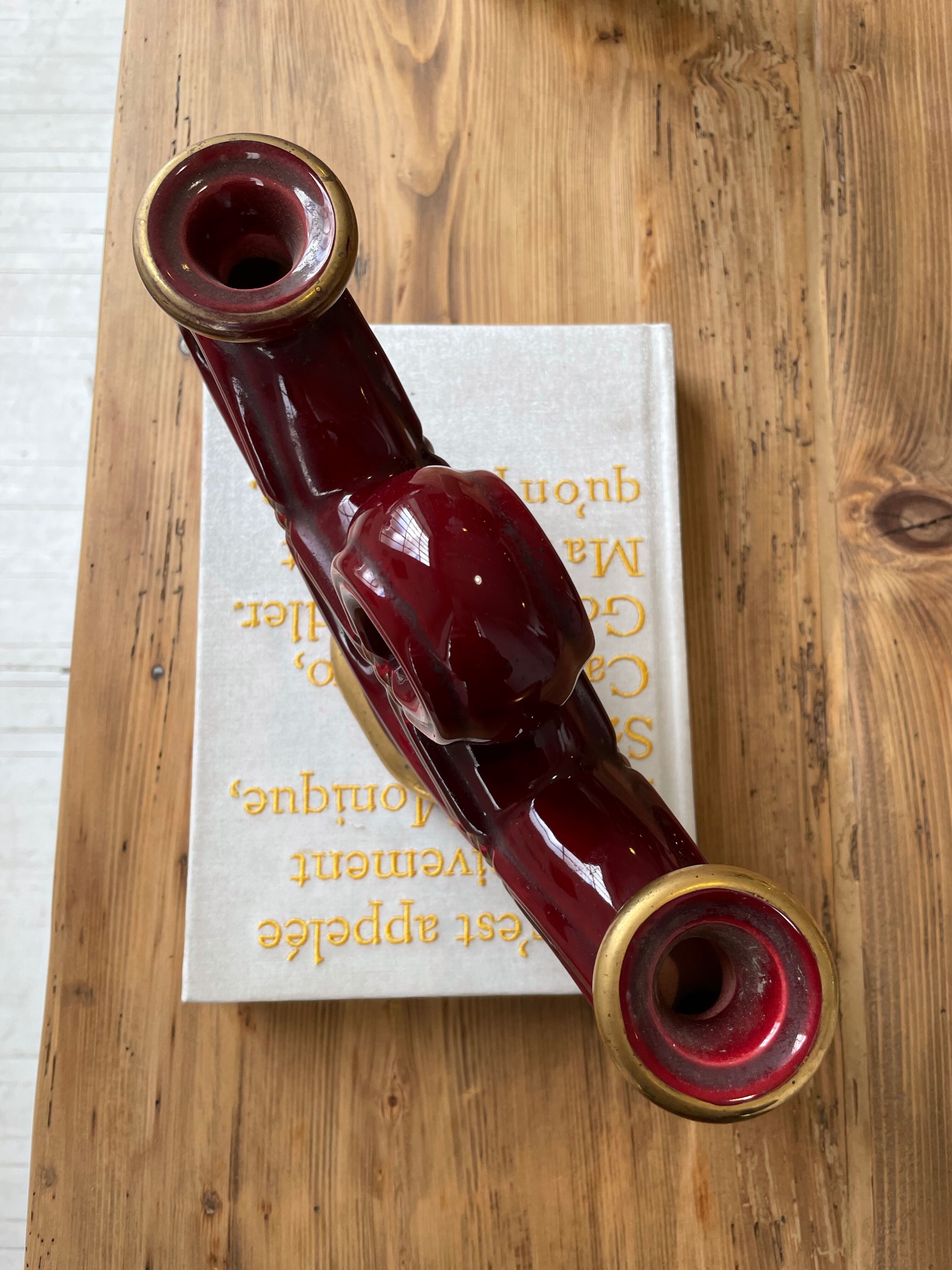 Vintage Vallauris red ceramic candlestick