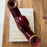 Vintage Vallauris red ceramic candlestick