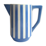 Blue and white ceramic milk pitcher by Sarreguemines model Fox Trott